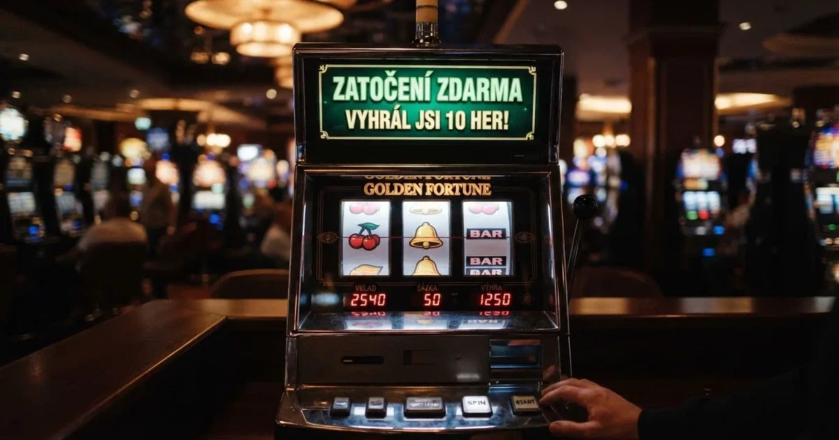 Roztočené válce výherního automatu s nápisem Free Spins na obrazovce