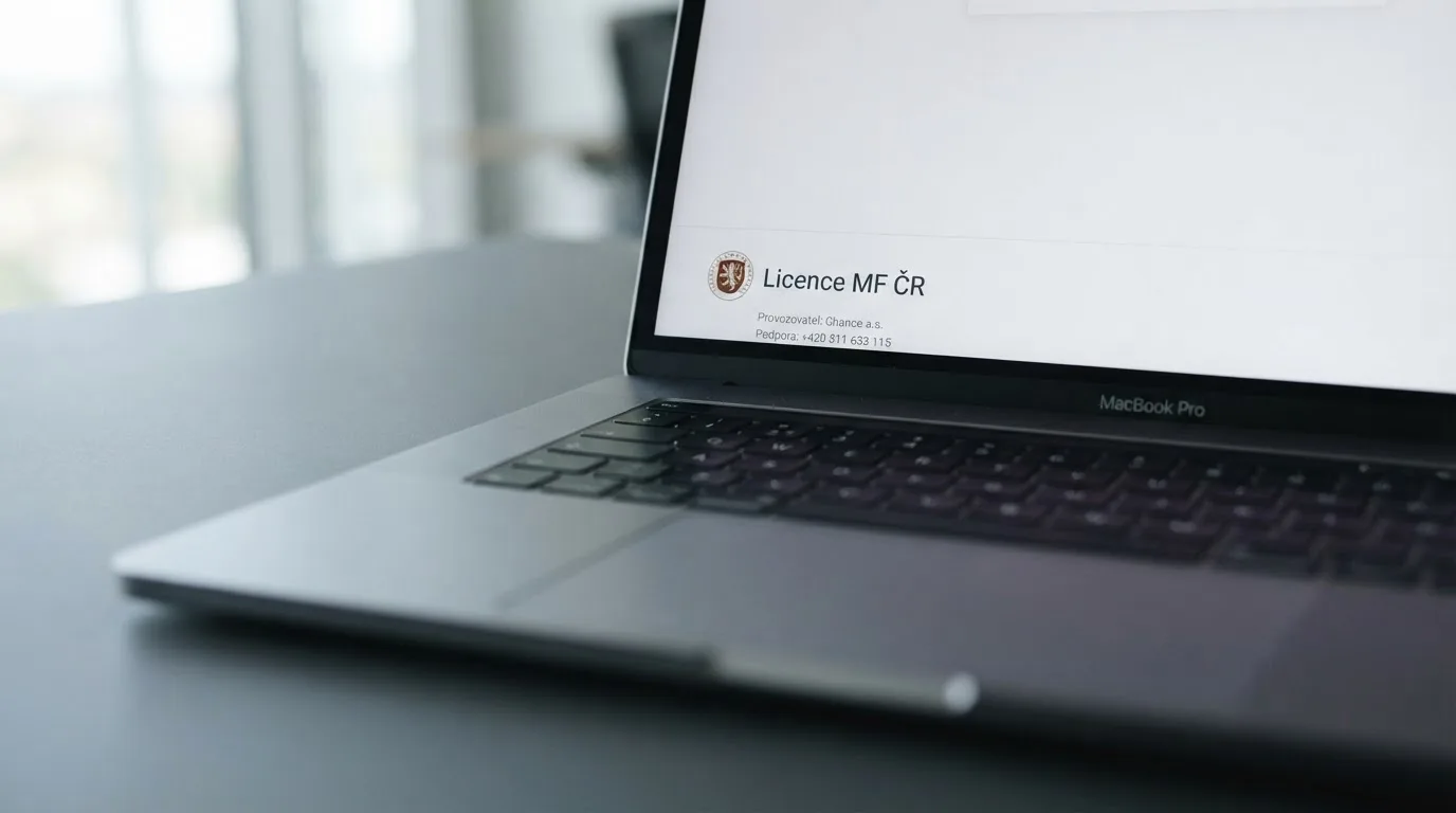 Detail loga Ministerstva financí ČR v patičce webu legálního online casina na doméně .cz