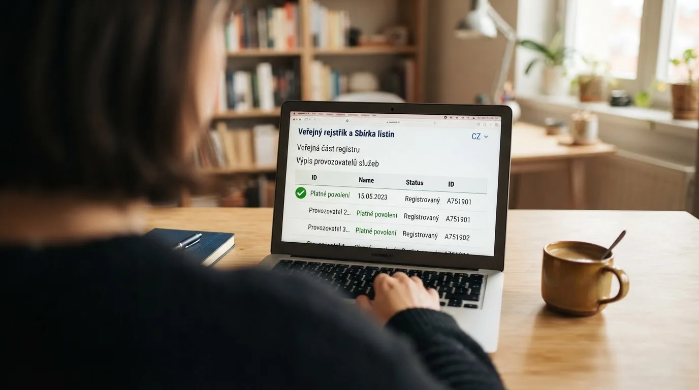 Obrazovka s výřezem základního povolení Ministerstva financí ČR a logem licencovaného online casina