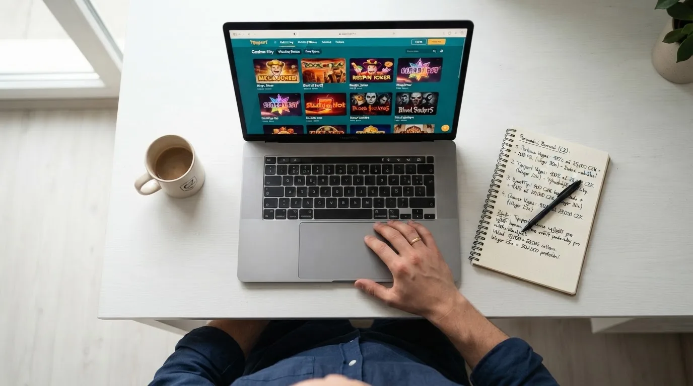 Srovnávací tabulka deseti českých online casin s údaji o bonusech, free spinech a protočení