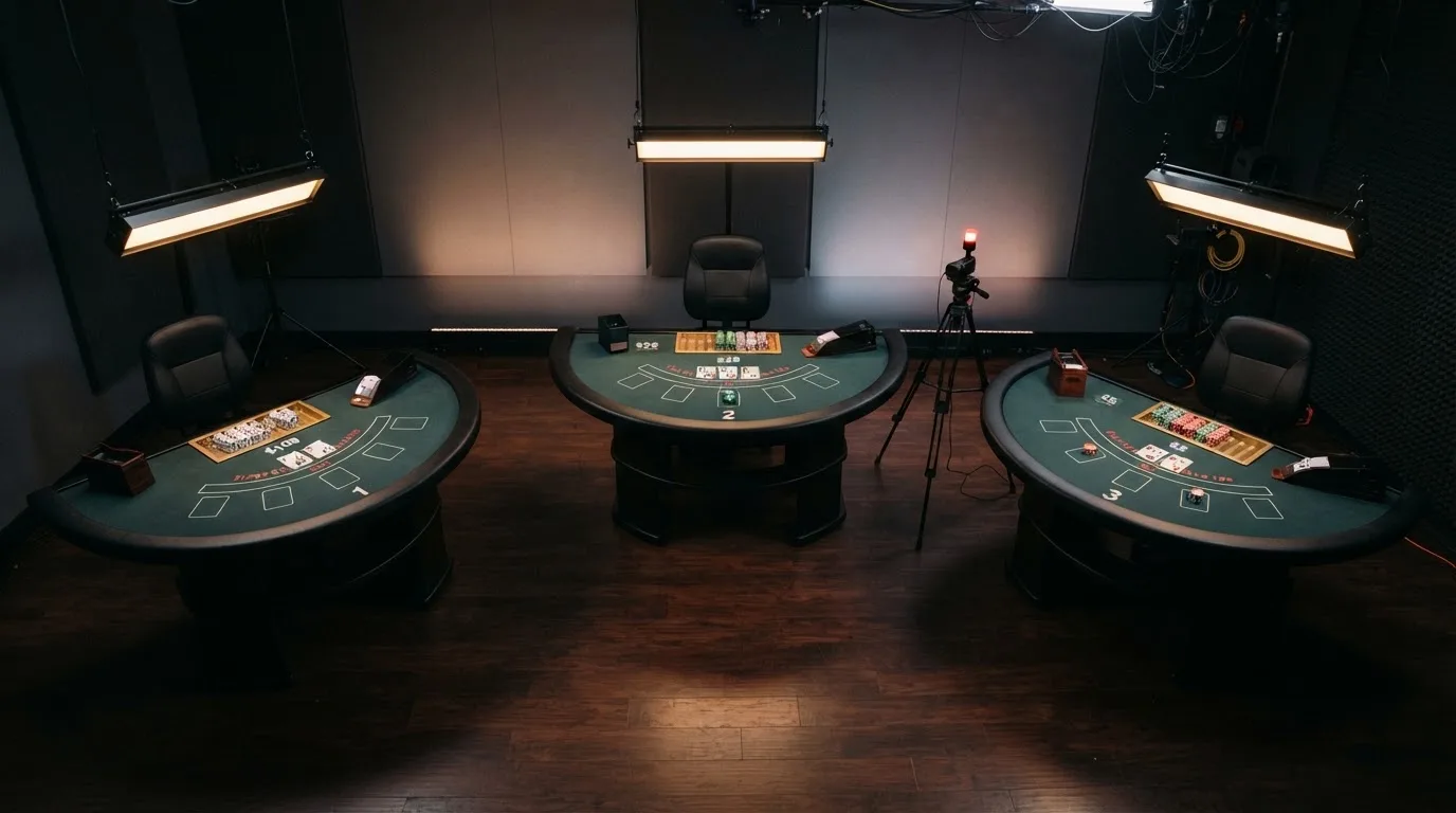Srovnávací tabulka live blackjackových stolů s počty stolů a limity sázek u jednotlivých operátorů