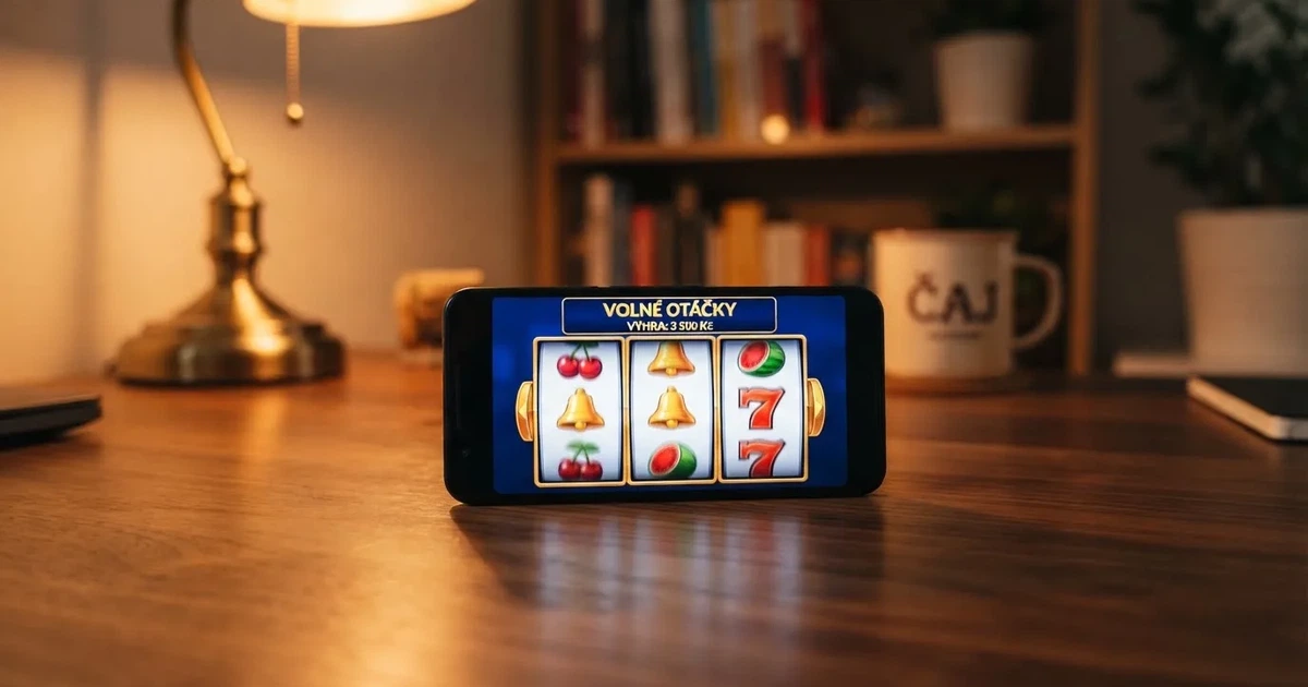Roztočené výherní automaty s barevnými symboly, online casino bonusové rozhraní, nápis free spiny